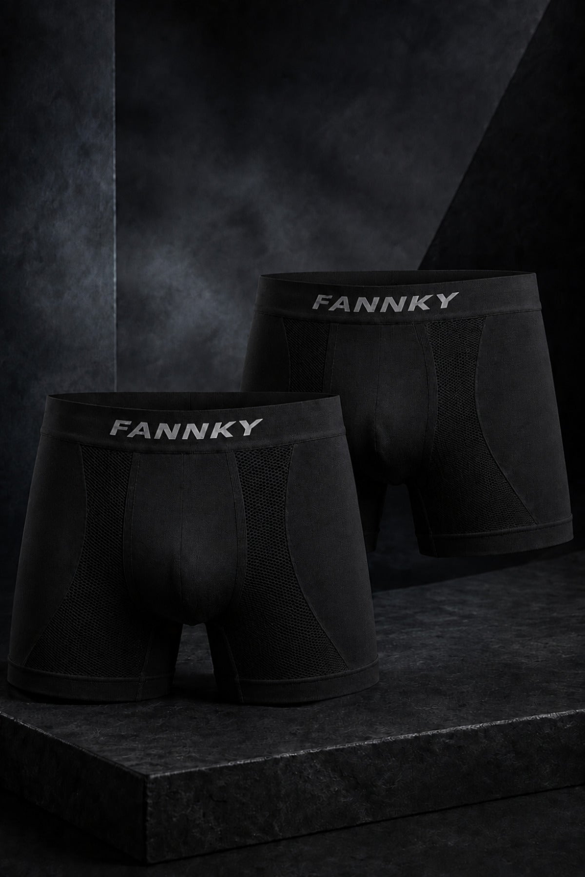 Erkek Rahat Esnek Seamless 2 Li Siyah Boxer