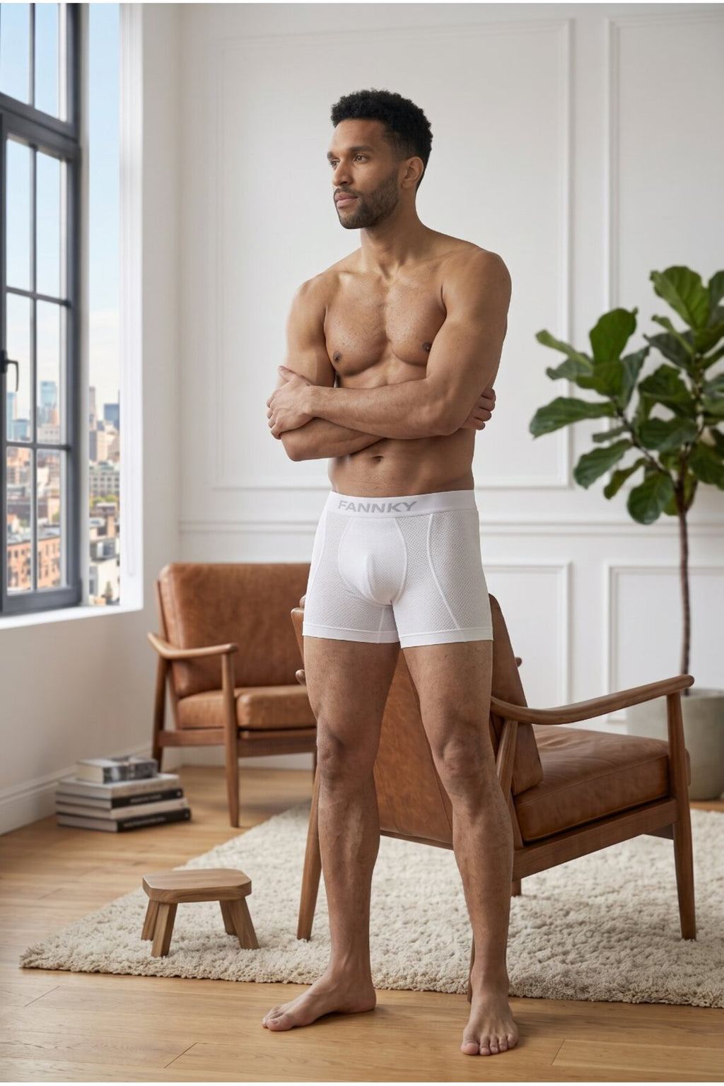 Erkek Rahat Esnek Seamless 2 Li Boxer Kahverengi