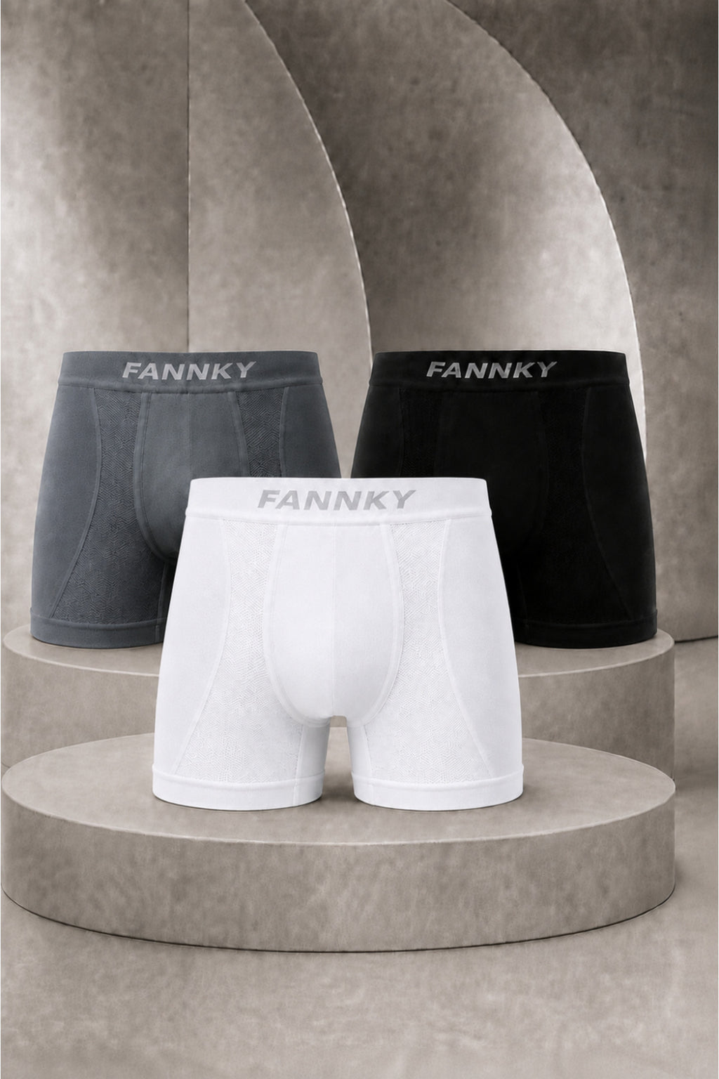 Erkek Casual Comfort Günlük 3 Lü Boxer Füme