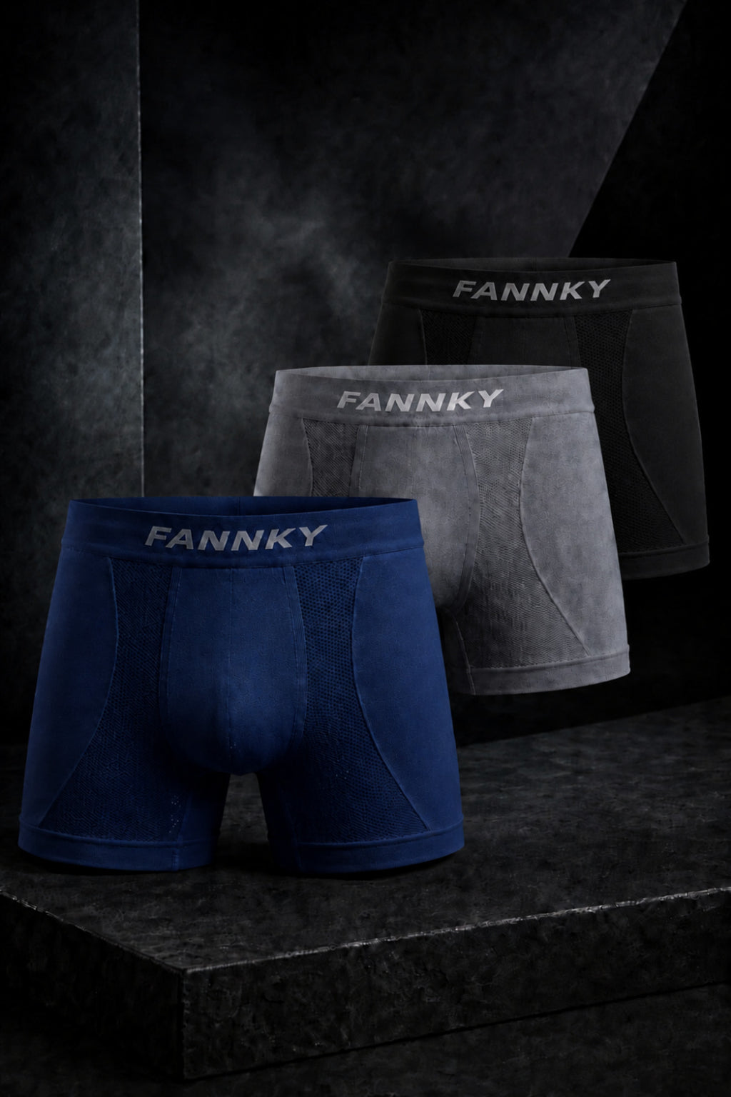 Erkek Rahat Esnek Seamless 3 Lü Boxer Füme
