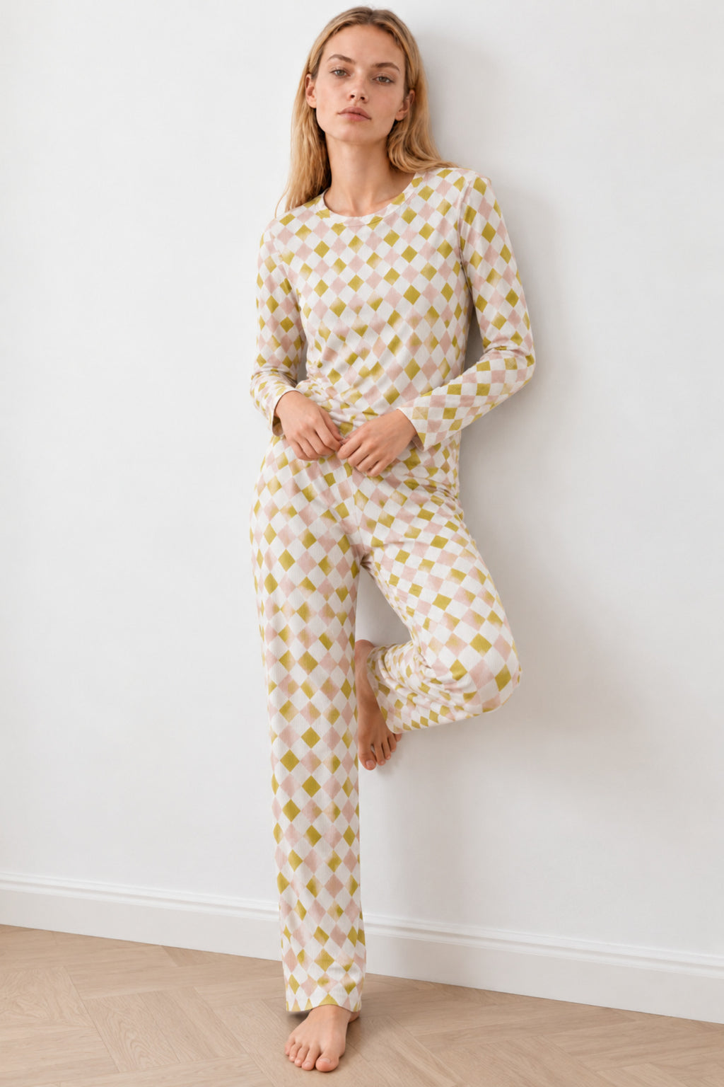 Kadın Kışlık Trend Sarı Gecelik Pijama Takımı 4862