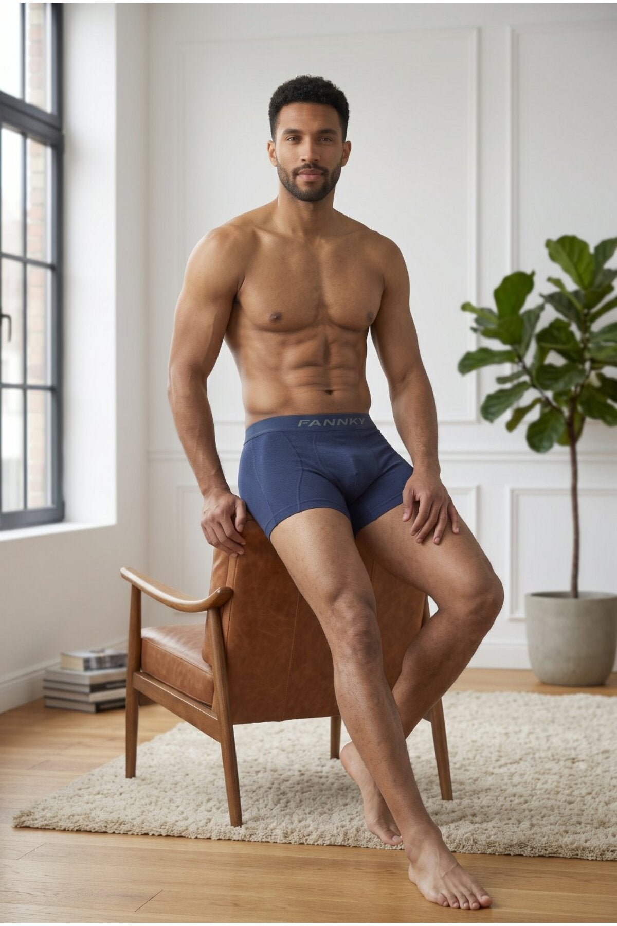 Erkek Rahat Esnek Seamless Lacivert Boxer