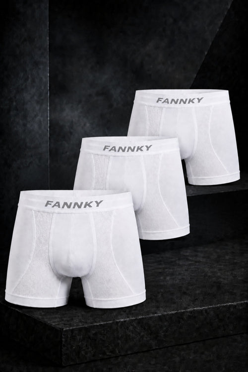 Erkek Rahat Esnek Seamless 3 Lü Beyaz Boxer - SERENZE Milano