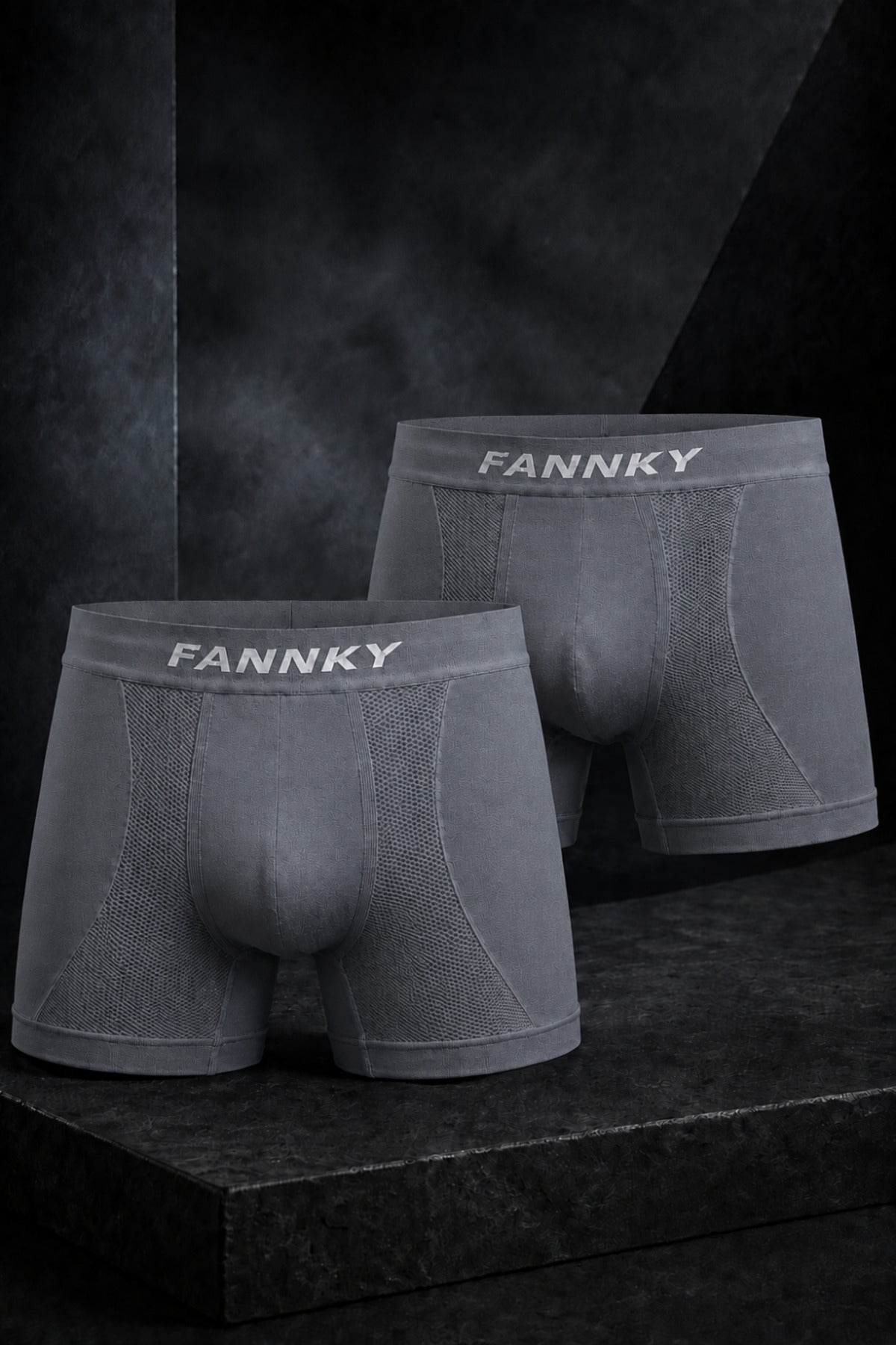 Erkek Rahat Esnek Seamless 2 Li Gri Boxer