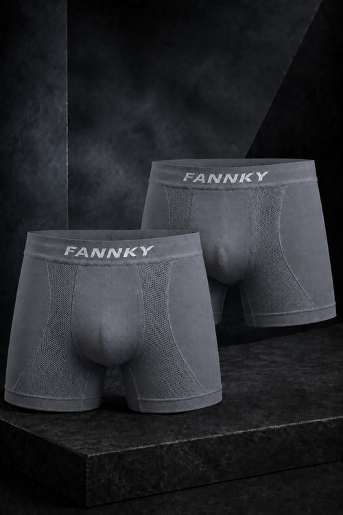 Erkek Rahat Esnek Seamless 2 Li Gri Boxer - SERENZE Milano