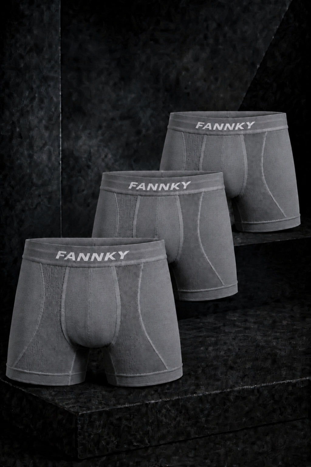 Erkek Rahat Esnek Seamless 3 Lü Gri Boxer