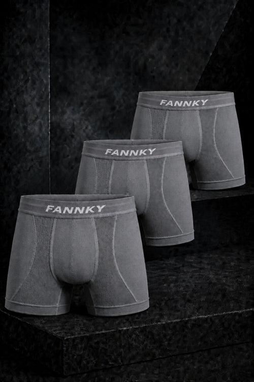 Erkek Rahat Esnek Seamless 3 Lü Gri Boxer - SERENZE Milano