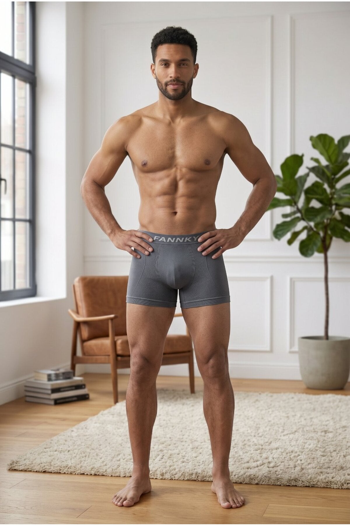 Erkek Rahat Esnek Seamless 2 Li Boxer Krem