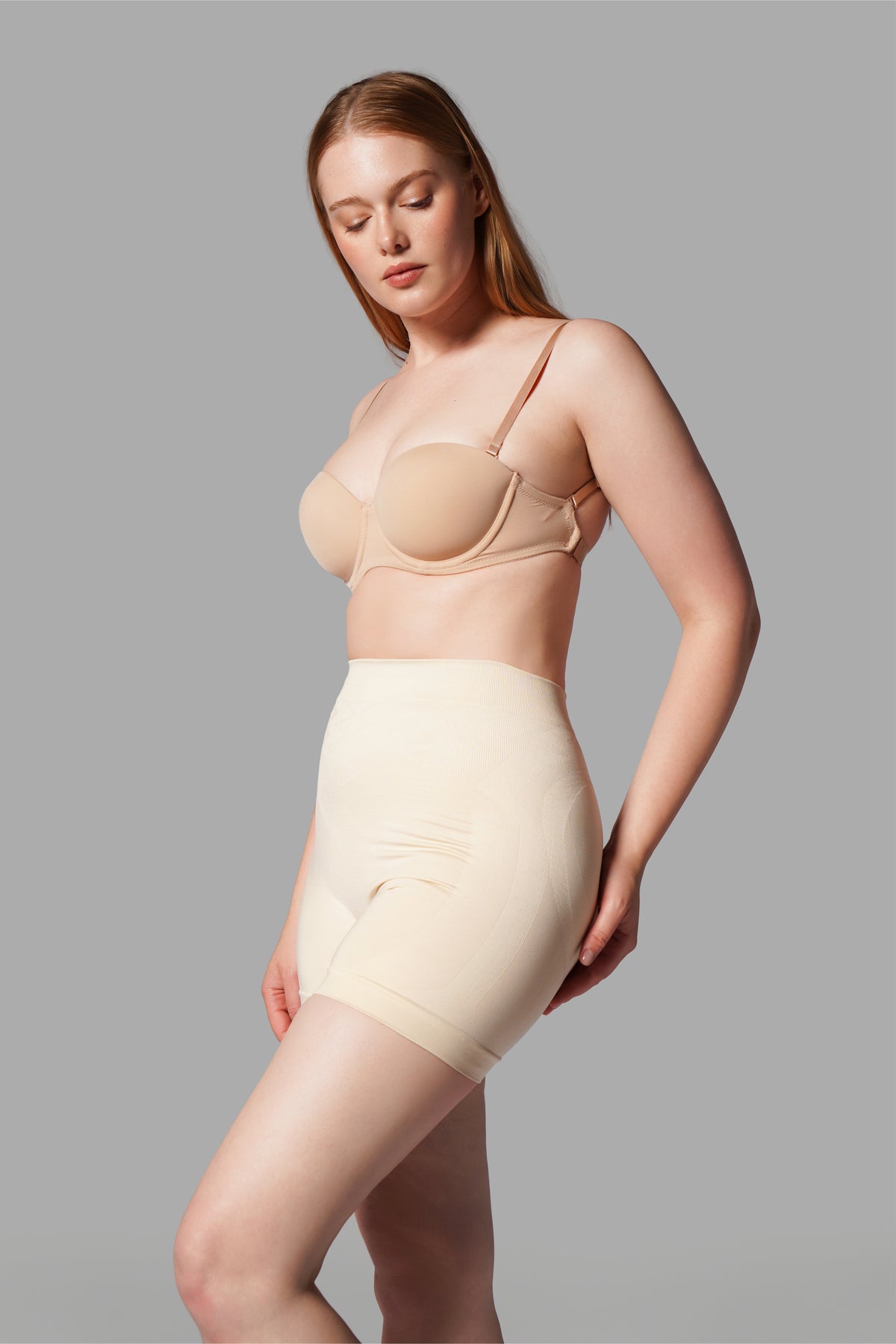 Push Up Seamless Dikişsiz Popo Şekillendirici Kısa Paçalı Korse 2064 Bej