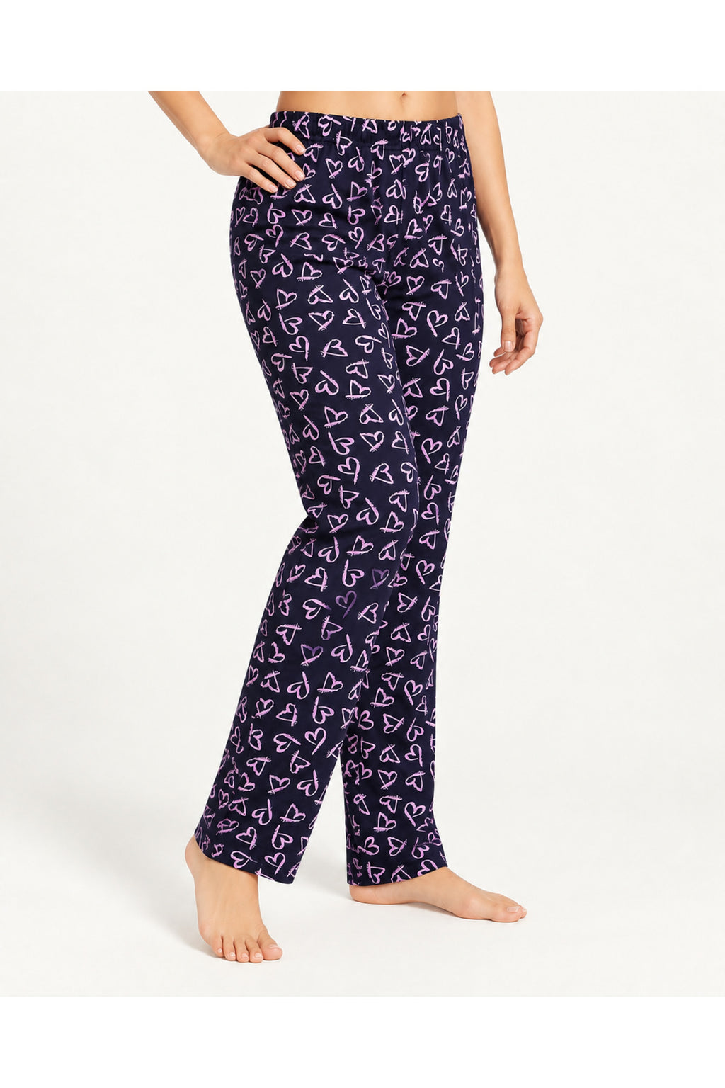 Kadın Premium Desenli Rahat Kesim Mor Pijama Altı 4772