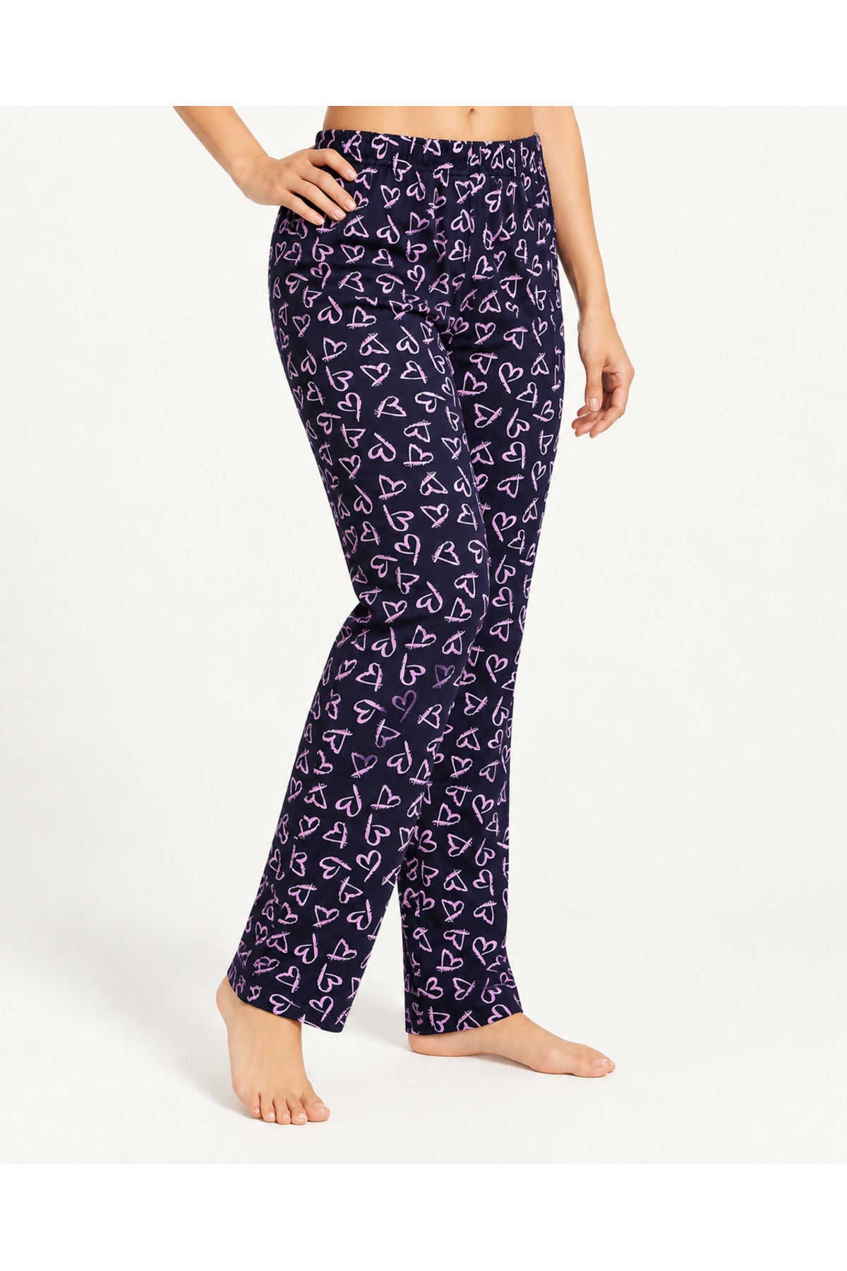 Kadın Premium Desenli Rahat Kesim Mor Pijama Altı 4772