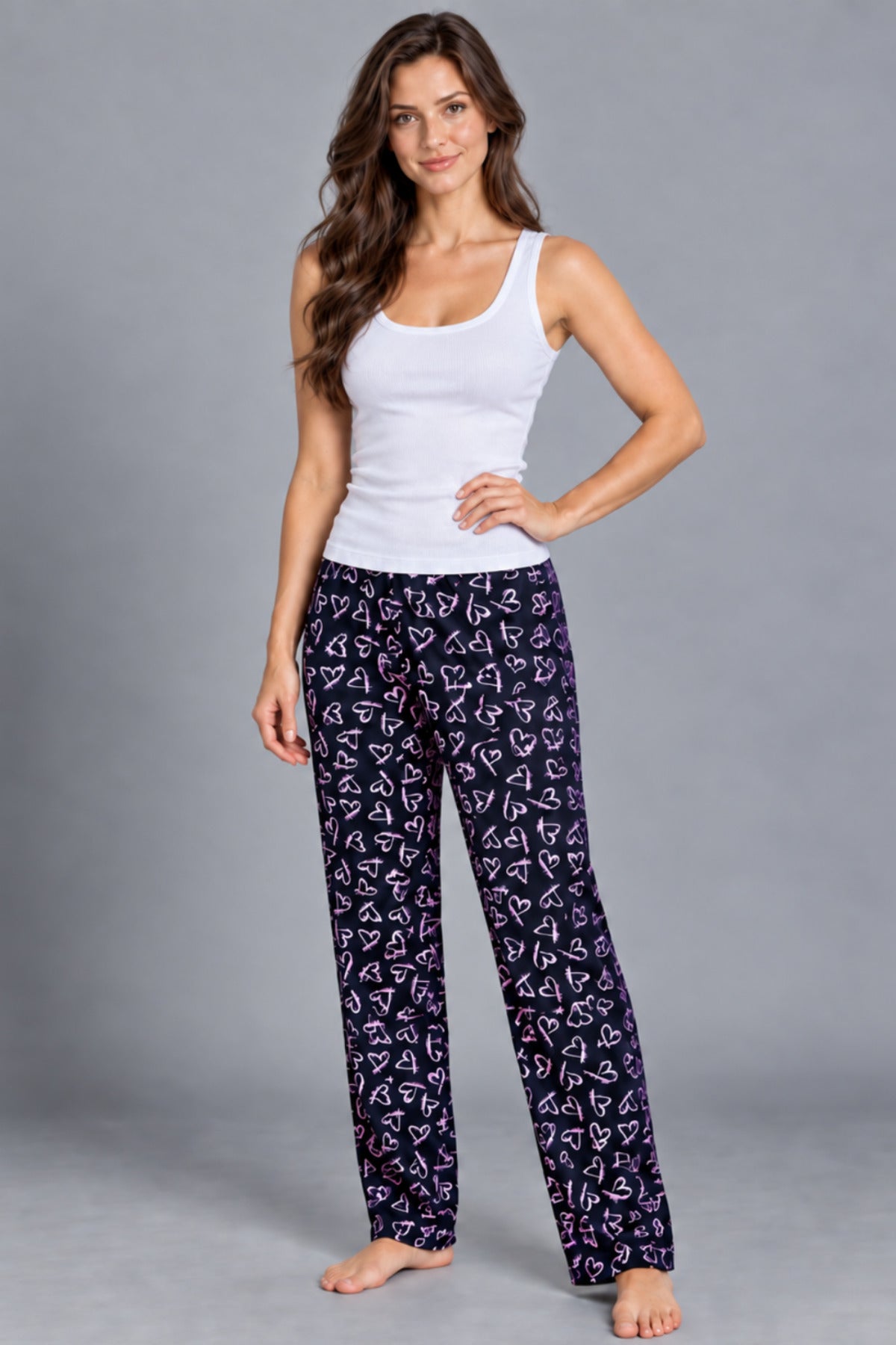 Kadın Trend Günlük Bluz Beyaz Desenli Pijama Takımı