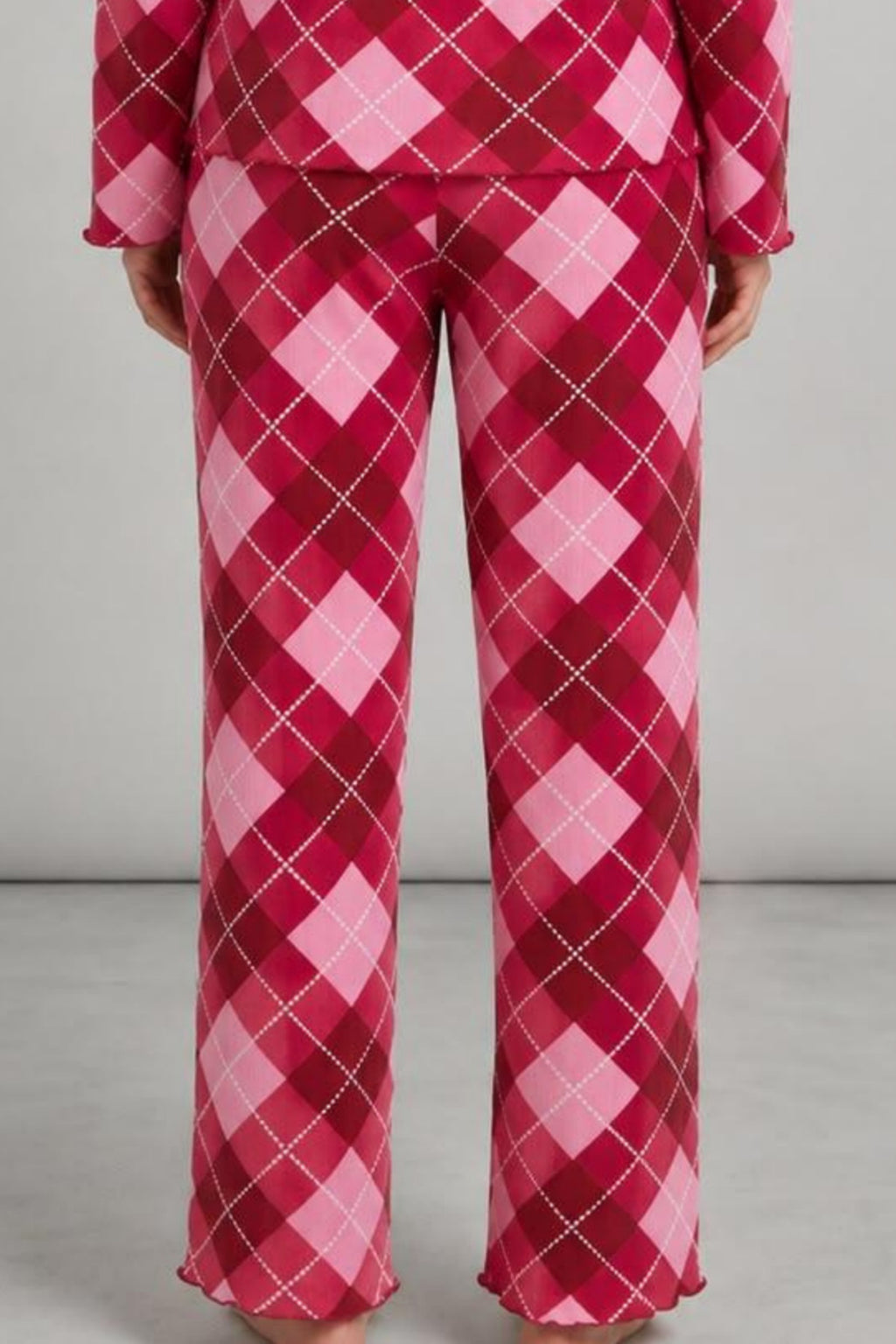 Kadın Çizgili Regular Fit Kırmızı Pijama Takımı 4766