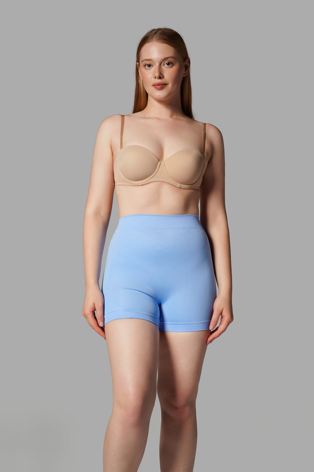Push Up Seamless Dikişsiz Popo Şekillendirici Kısa Paçalı Korse 2064 Mavi
