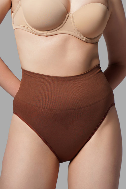 dikişsiz toparlayıcı yüksek bel külot korse 1010 Kahverengi - SERENZE Milano