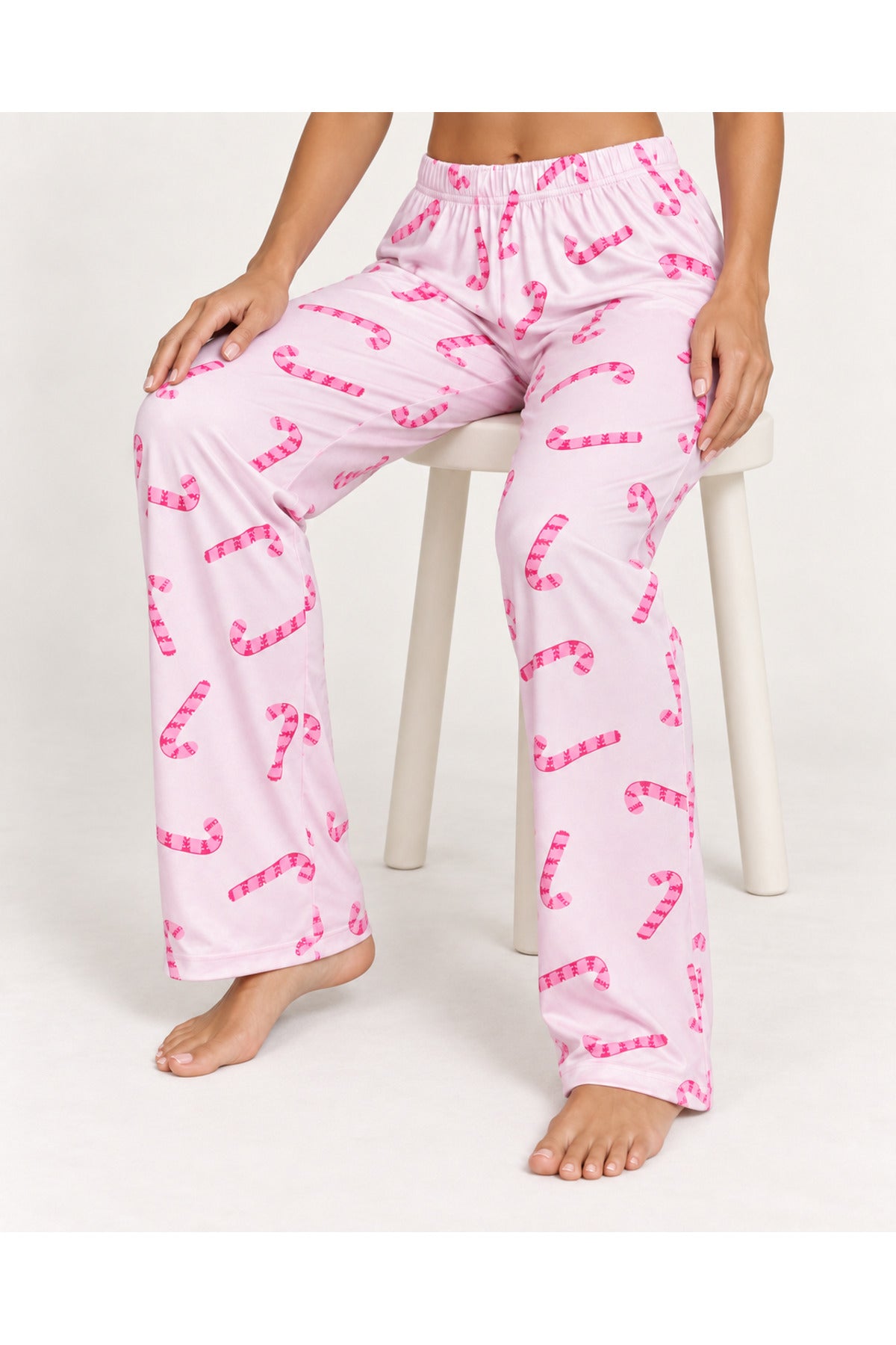 Kadın Premium Desenli Rahat Kesim Pudra Pijama Altı 4773