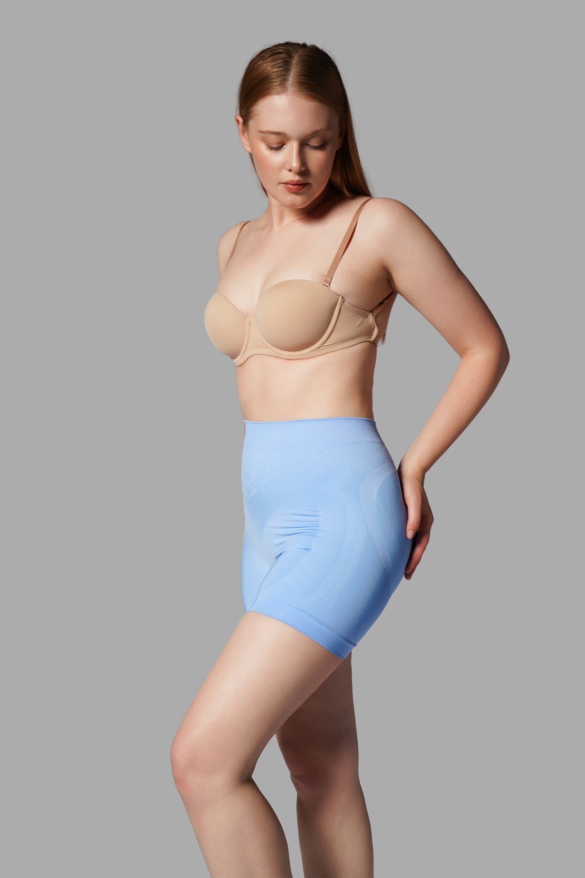 Push Up Seamless Dikişsiz Popo Şekillendirici Kısa Paçalı Korse 2064 Mavi