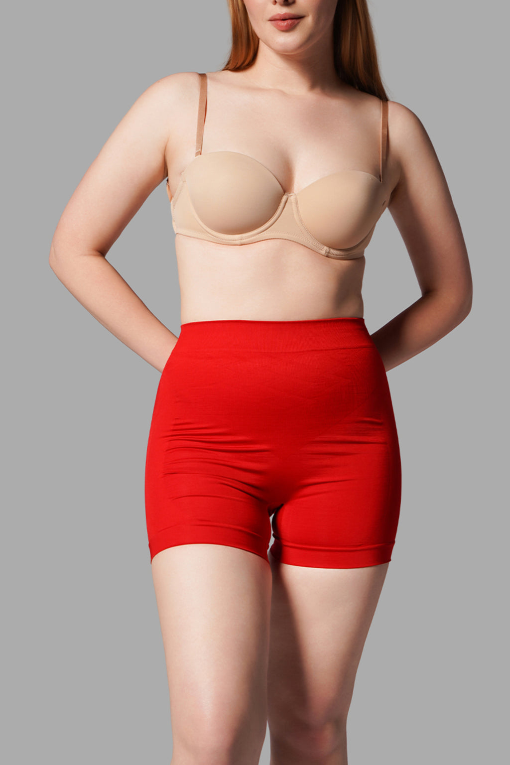 Push Up Seamless Dikişsiz Popo Şekillendirici Kısa Paçalı Korse 2064 Kırmızı