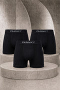 Erkek Casual Comfort Günlük 3 Lü Siyah Boxer