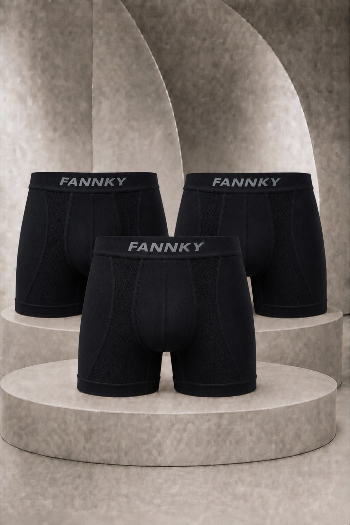 Erkek Casual Comfort Günlük 3 Lü Siyah Boxer
