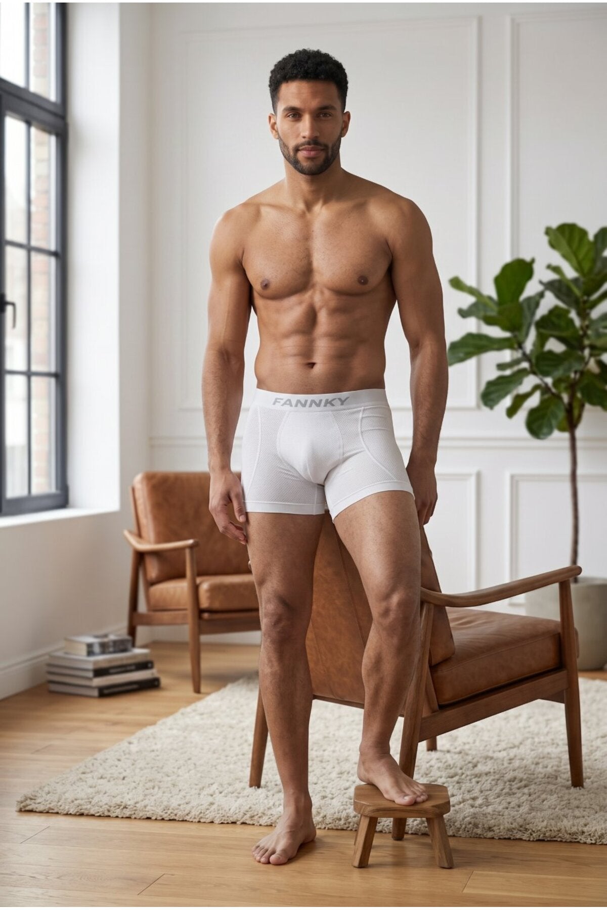 Erkek Rahat Esnek Seamless 3 Lü Beyaz Boxer