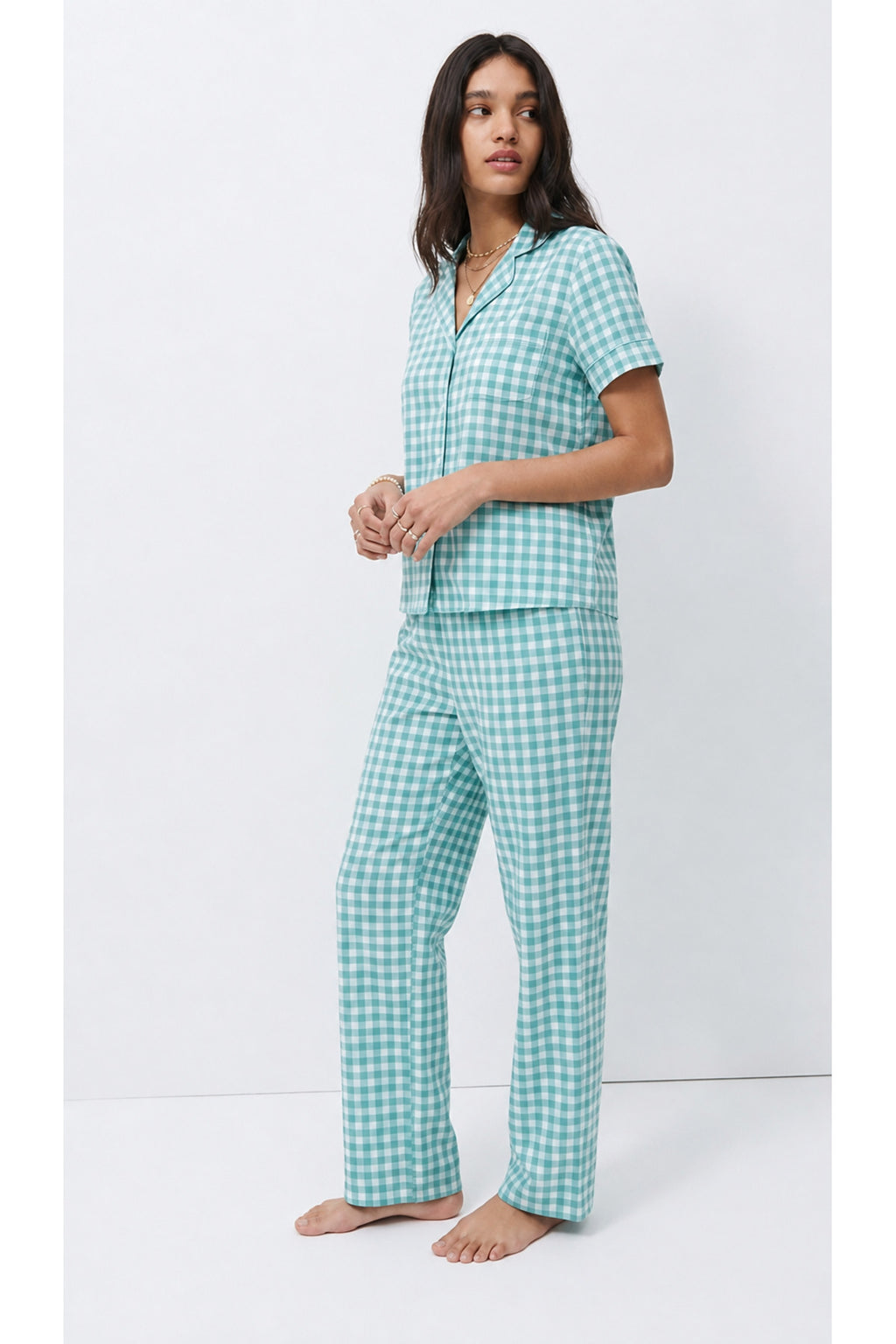 Standart Boy Elastanlı Su Yeşili Pijama Takımı