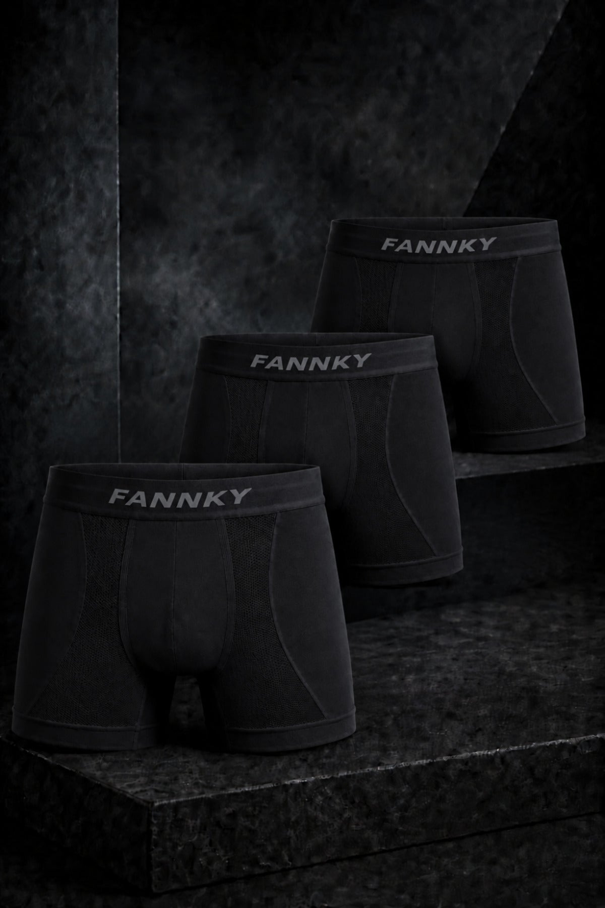Erkek Rahat Esnek Seamless 3 Lü Siyah Boxer