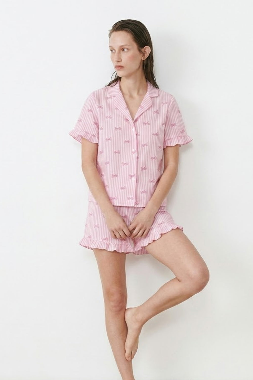 Kadın Relaxed Lastikli Pembe Pijama Takımı