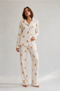 Kadın Gömlek Yaka Düğmeli Gece Giyimi Beyaz Pijama Takımı