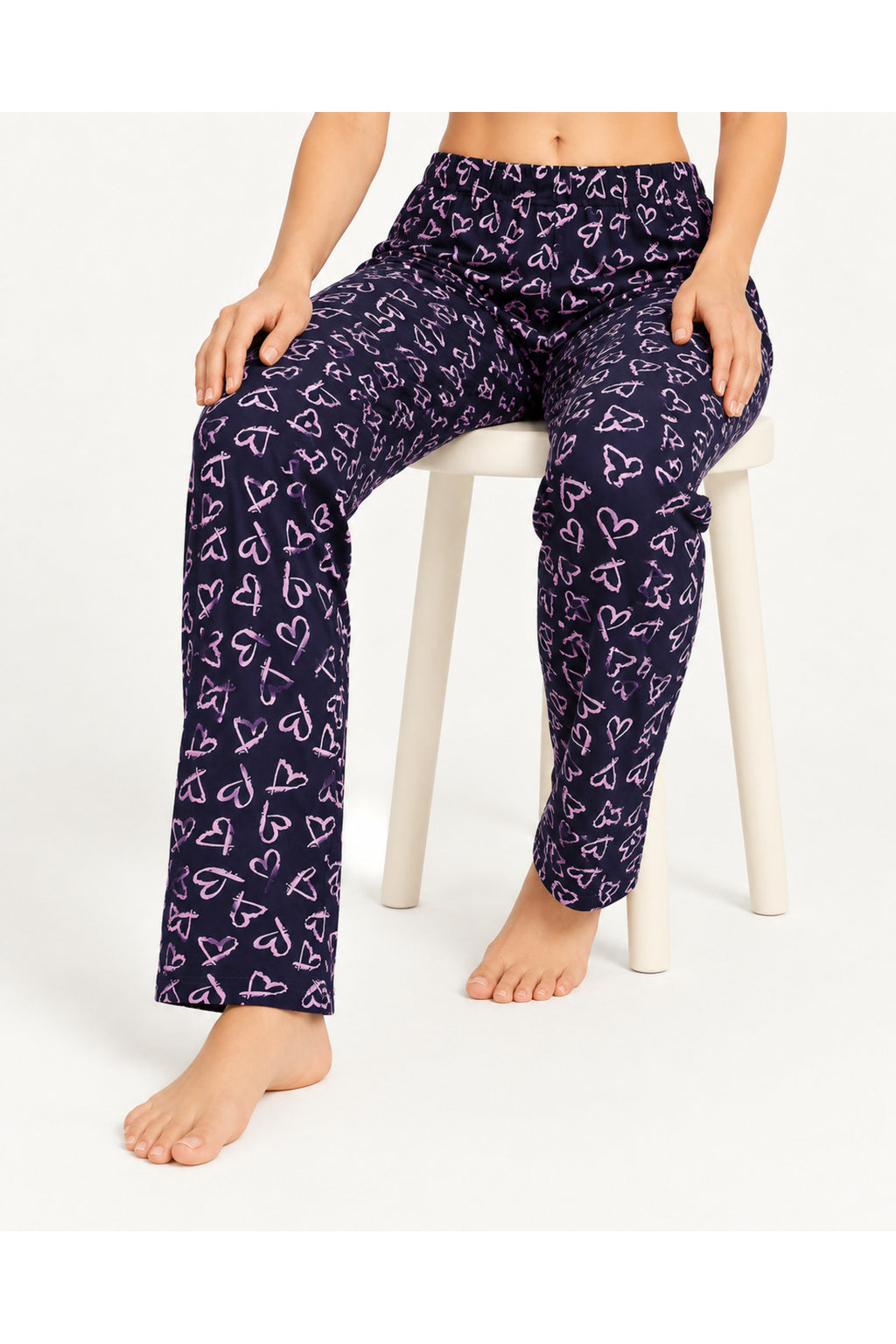 Kadın Premium Desenli Rahat Kesim Mor Pijama Altı 4772