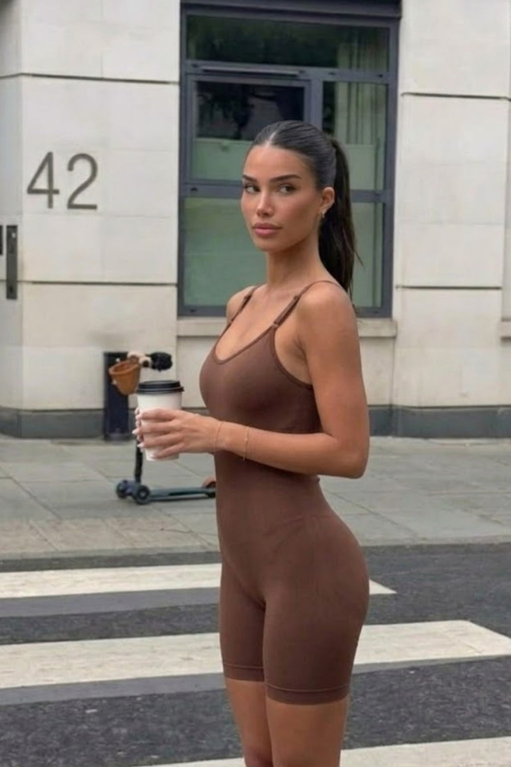 Kadın Sıkılaştırıcı Kahverengi Casual Esnek Body