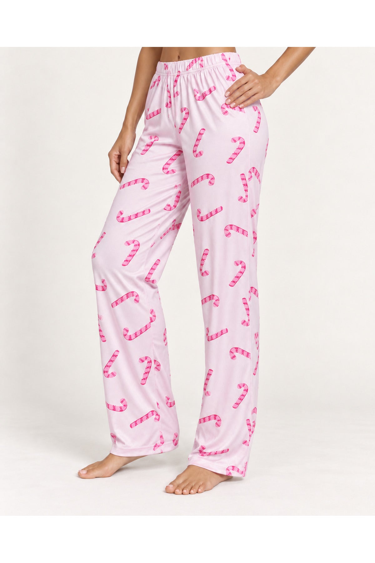 Kadın Premium Desenli Rahat Kesim Pudra Pijama Altı 4773