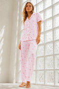 Kadın Genç Loose İpliği Boyalı Pembe Pijama Takımı