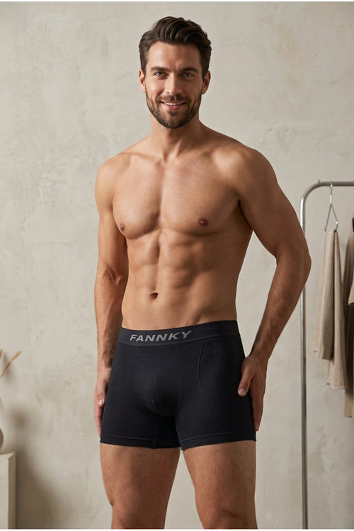 Erkek Casual Comfort Günlük Siyah Boxer - SERENZE Milano