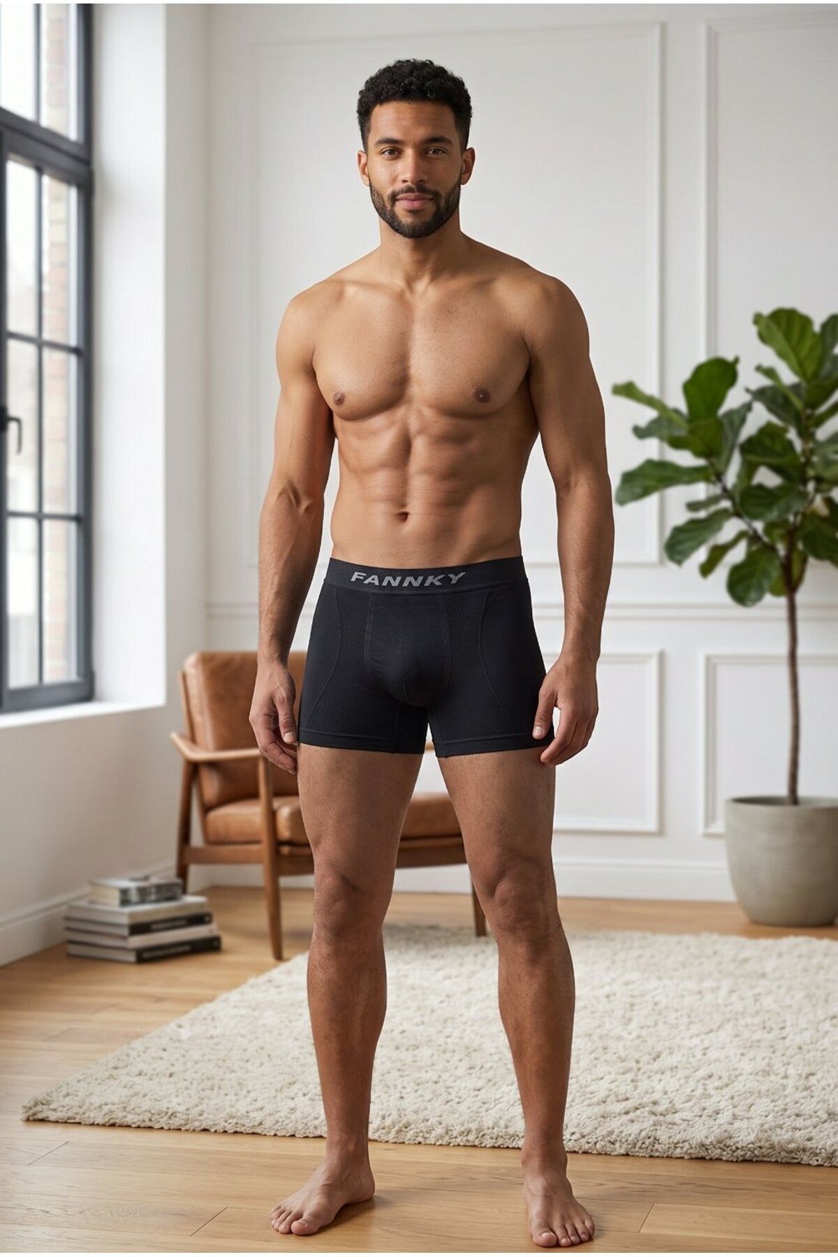 Erkek Rahat Esnek Seamless 2 Li Siyah Boxer
