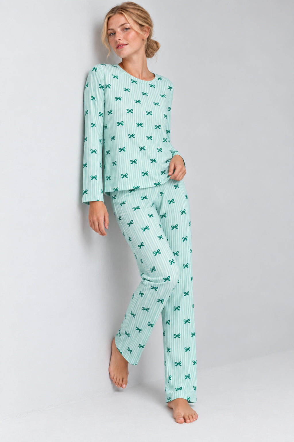 Kadın Comfort Esnek Yeşil Pijama Takımı 4801