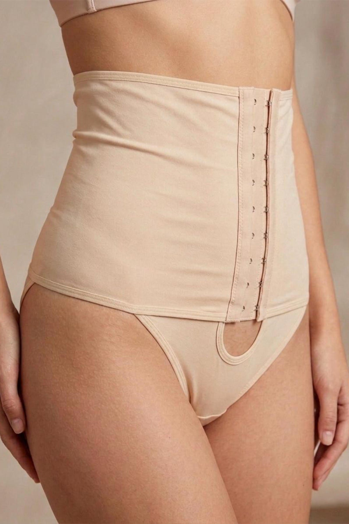Bel Toparlayıcı Önden Agraflı Slip Korse 1053 -Ten