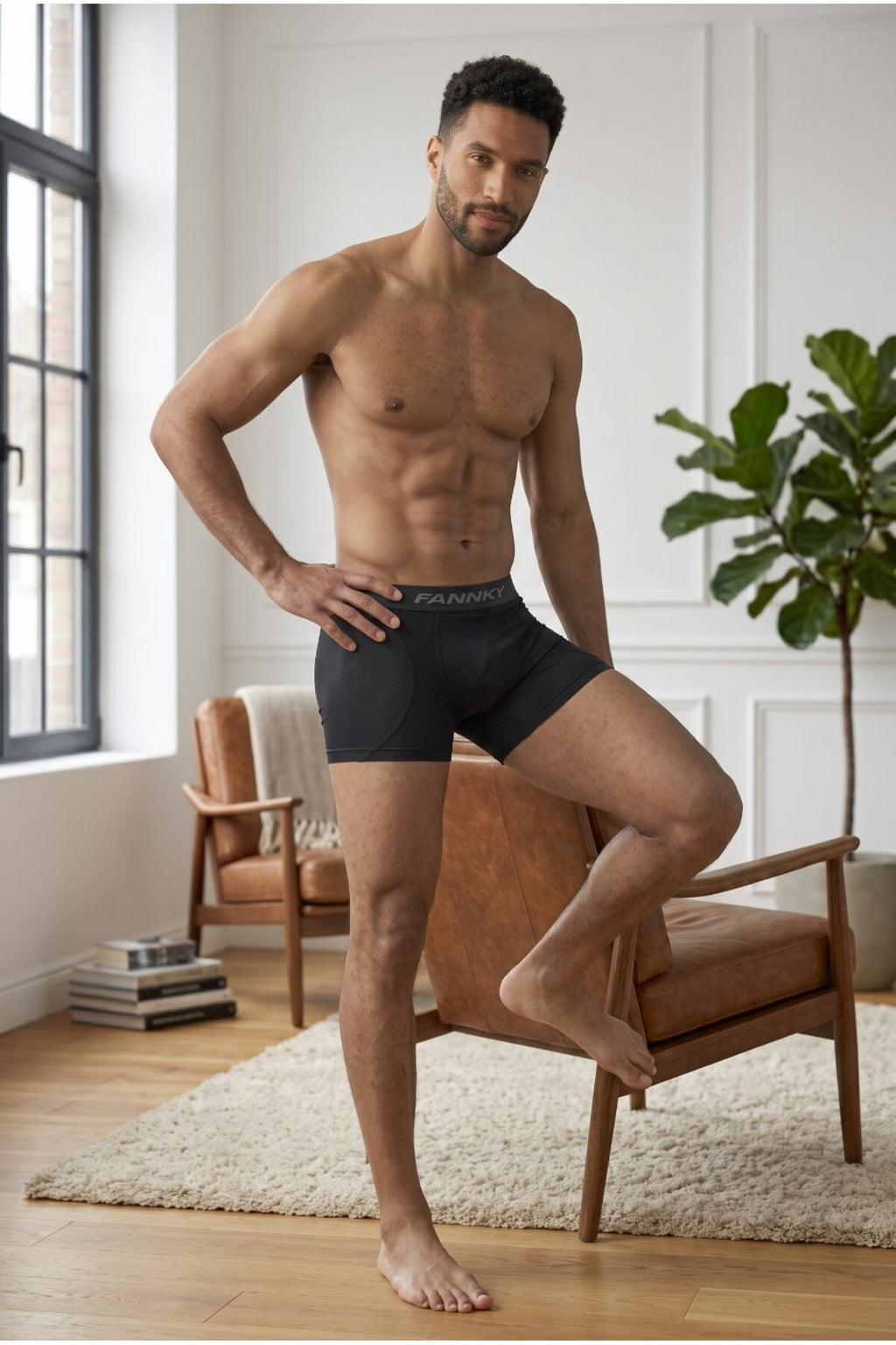 Erkek Rahat Esnek Seamless Siyah Boxer