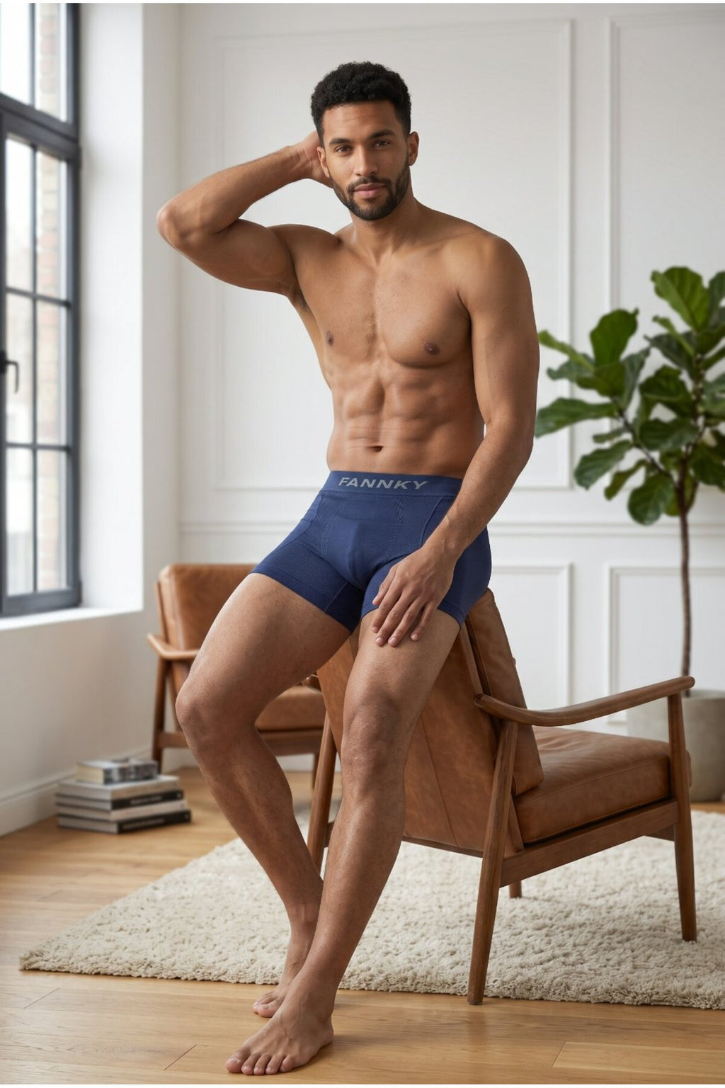 Erkek Rahat Esnek Seamless 3 Lü Boxer Kahverengi