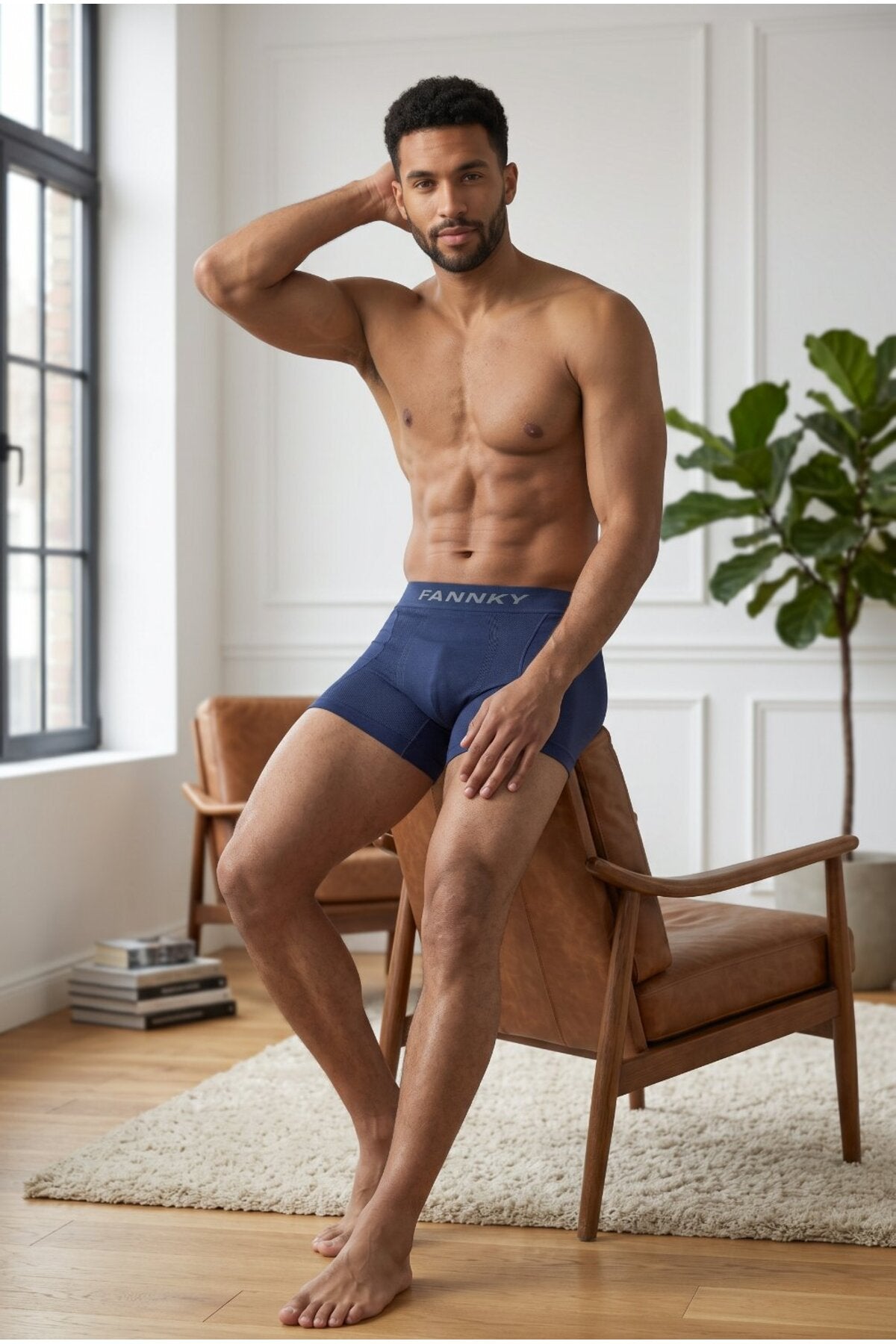 Erkek Rahat Esnek Seamless 3 Lü Boxer Kahverengi