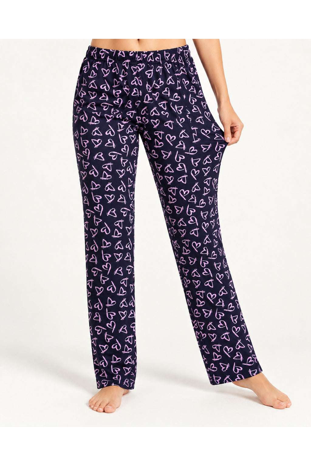 Kadın Premium Desenli Rahat Kesim Mor Pijama Altı 4772